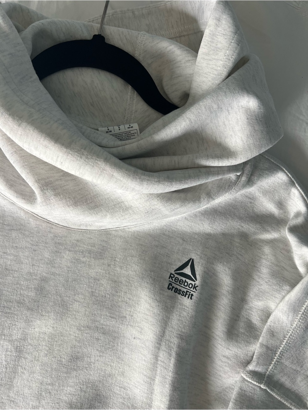 Reebok Women’s Light Heather Gray/White CrossFit Pullover Hoodie